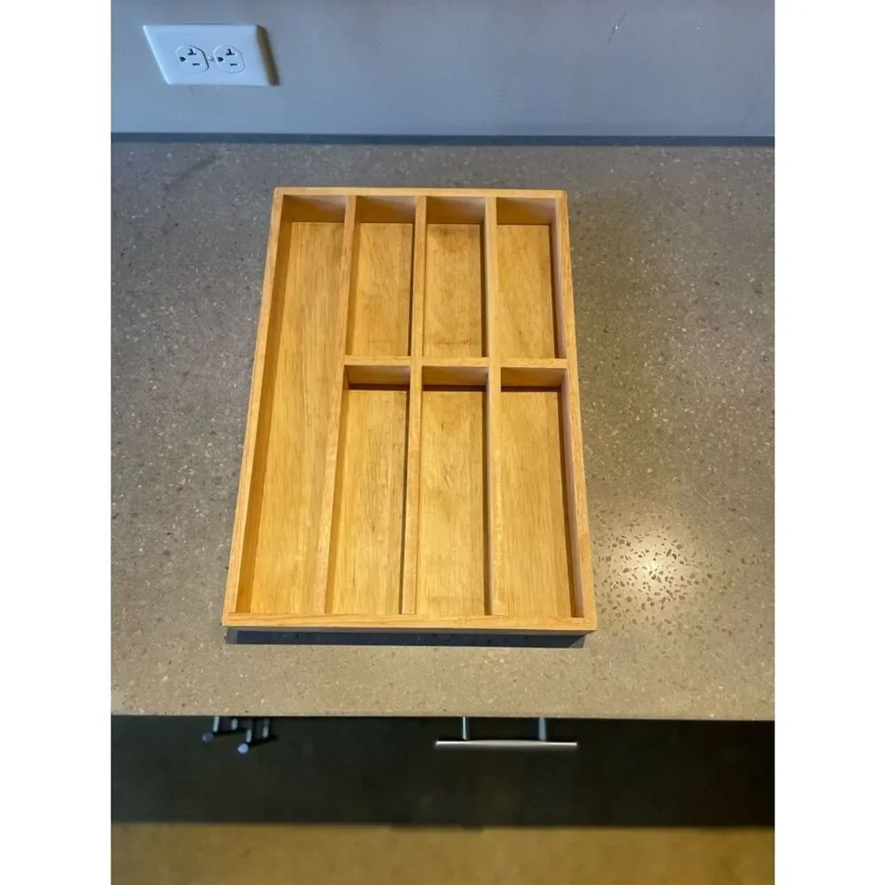 Bamboo Wooden Cutlery Drawer Organizer - Natural Wood